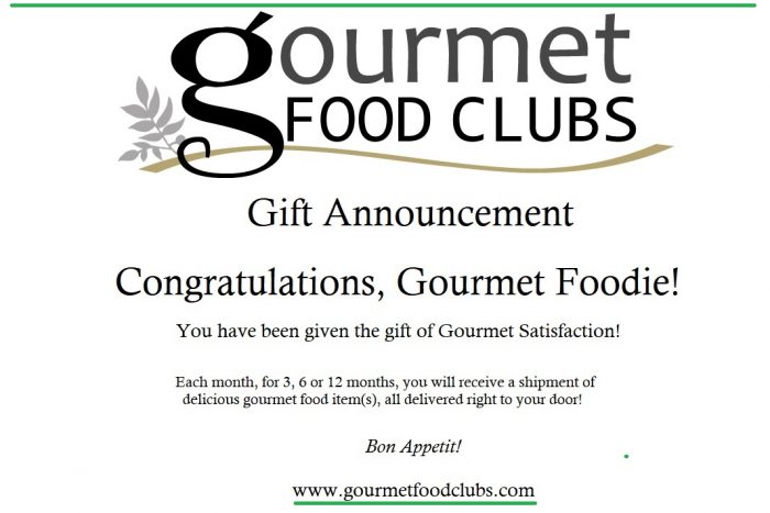Gourmet Gift Announcement